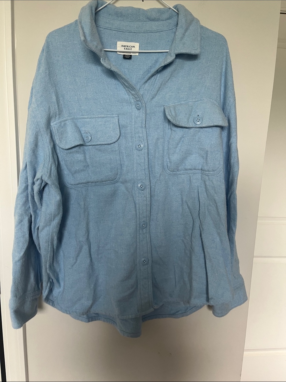 American Eagle Outfitters Light Blue Button-Up Jacket